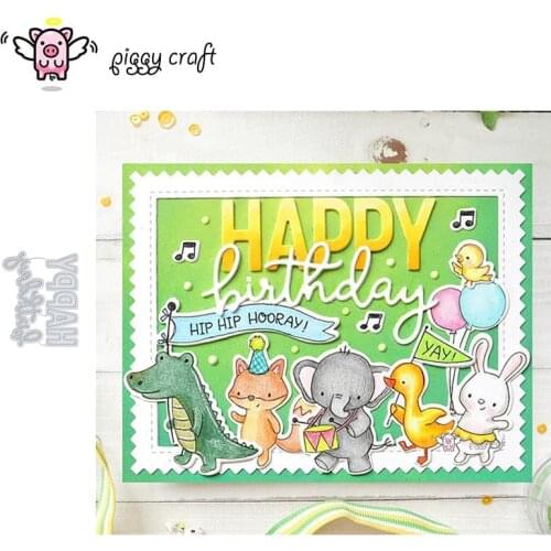 Piggy Craft metal cutting dies cut die mold Happy birthday letters Scrapbook paper craft knife mould blade punch stencils dies
