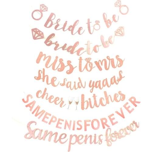 Bachelorette Party Decoration 3m Glitter Rose Gold Bride To Be Banner Garland Bridal Shower Hen Party Mr Mrs Wedding Decoration