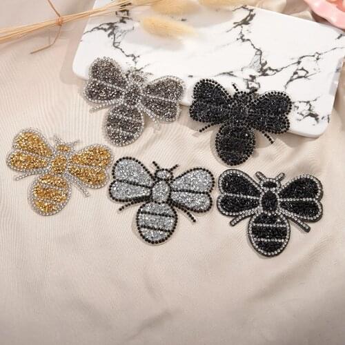 High Grade Rhinestone Bee Sequin Beaded Patches for Clothing Iron-on Clothes Jeans Snow Boot Appliques Hole Repair Badge Sticker