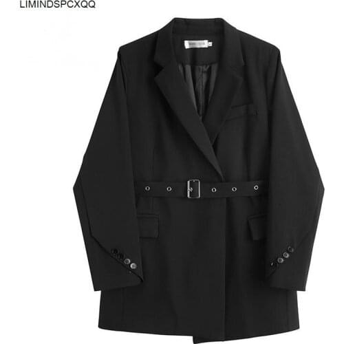 Womens Blazers Black Elegant 2021 Autumn Winter Fashion Long Sleeve Casual solid color Loose Jackets Outerwear Work Wear Tops