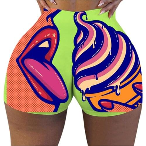 Womens Fashion Slim Shorts Hot Funny Words Print Gym Shorts Butt Lift Shorts Panties Push Up Short Elasticity Compression Panti
