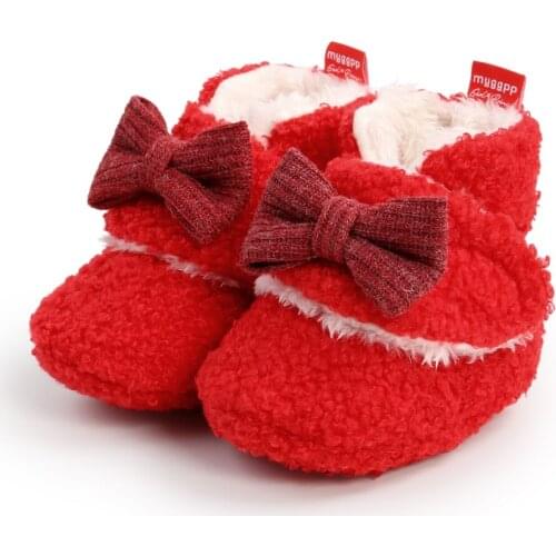 Winter Warm Crawling Shoes Newborn Baby Booties For Toddler Boy Girl Slippers Prewalker Fur Flower First Walker 0-18M