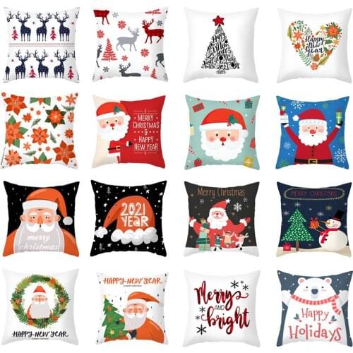 1pcs 45cm Merry Christmas Cushion Cover Elk Santa Claus Decorating Christmas Ornaments Christmas 2020 Xmas Gifts New Year 2021