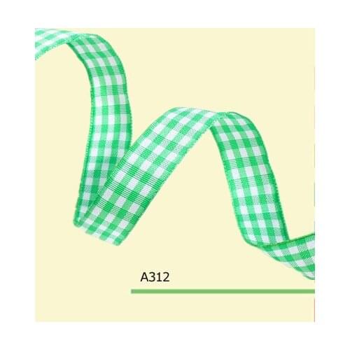 100yards/roll 5/8 Inch(15mm)Green Checked Plaid Gingham Ribbon