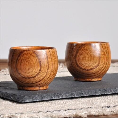 2PC Wooden Coffee Cup Tea Beer Juice Milk Water Mug Handmade Natural Natural For Beer Water Drinking Cups Kitchen Accessories