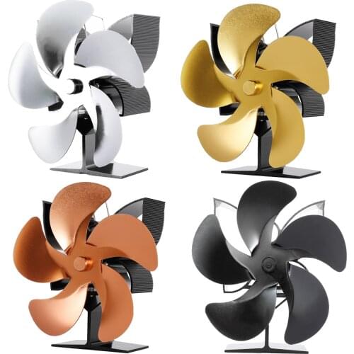 4 Blade Wood Heater Fan Stove Fireplace Fire Heat Powered Fuel Saving Slient