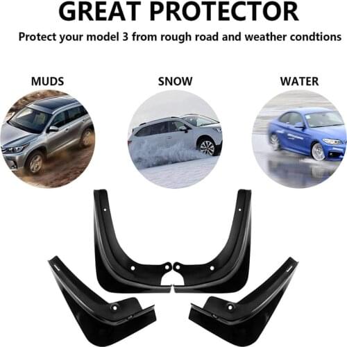 4 PCS Durable Carbon Fiber Car Mudguards For Tesla Model 3 2016-2019 ​Front Rear Fenders Mud Flaps Splash Guards Car Accessories