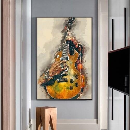 Abstract Electric Guitar Canvas Painting Wall Art Picture Modern Nordic Quadros Anime Poster and Prints for Home Room Decoration