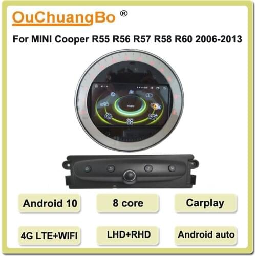 Ouchuangbo Car GPS Radio Stereo Multimedia For Mini R56 R58 R59 R60 2006~2013 Black with Carplay 4G LTE 8 Core Android 10 OS