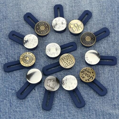 Free Sewing Metal Retractable Buckle Buttons for Clothing Jeans Adjustable Waistline Increase Waist Fastener Extended Button