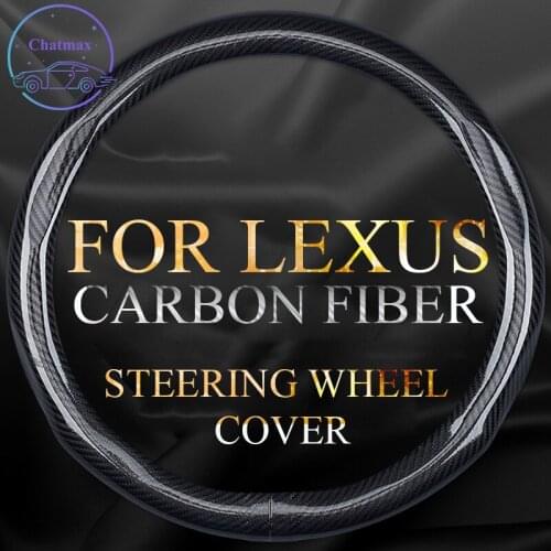 Carbon Fiber Steering Wheel Cover For Lexus ES200 RX300 ES300h CT Universal 38cm 15 Inches Anti-slip Touching Comfortable