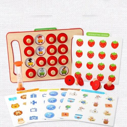 Childrens Wooden Memory Match Chess Cartoon Color Game Board Puzzles Educational Toy Cognitive Ability Learning Kids Gift