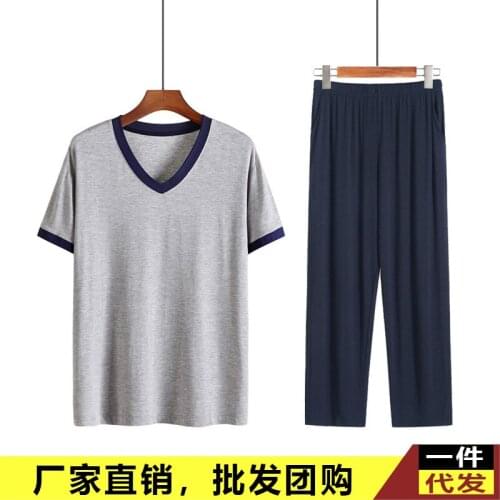 Summer modal mens pajamas home service suit loose large size comfortable casual home outdoor short-sleeved trousers