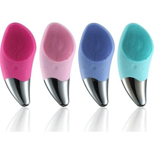 Mini Electric Facial Cleansing Brush Silicone Sonic Face Cleaner Deep Pore Cleaning Skin Massager Face Cleansing Brush Device