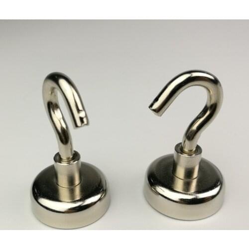 10pcs D25mm Powerful Neodymium N52 Magnet Pot with M5 Removable Hook Multifunctional Punch-free Magnetic Hook Magnet Hooks