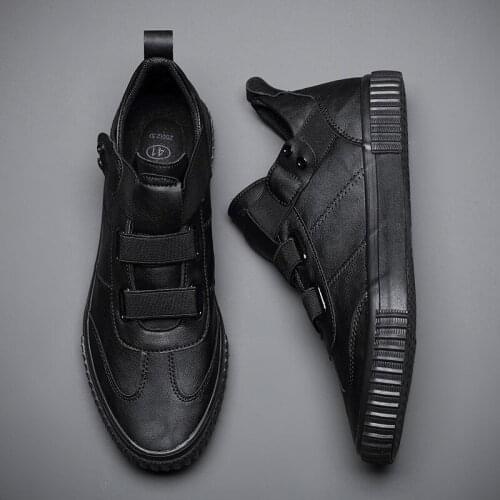 Mens Casual Shoes Black Leather Casual Shoes 2021 New Flat Shoes Fashion Mens Breathable Sports Shoes Sloth Shoes Mens Outdoo