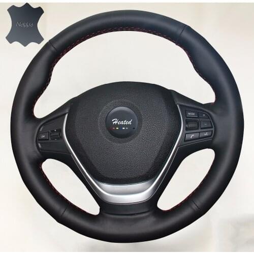 Nappa Genuine leather steering wheel cover for BMW F30 320i 328i 320d F20 braid on the steering wheel