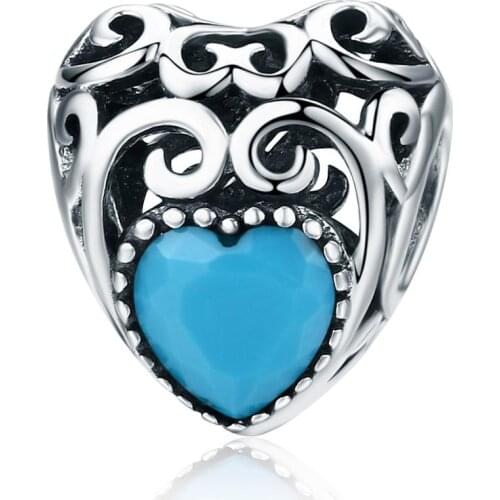 ANNA QUEEN December Birthstone Charms Leaves Wave Heart Bead Charms fit Charm Bracelet Necklace