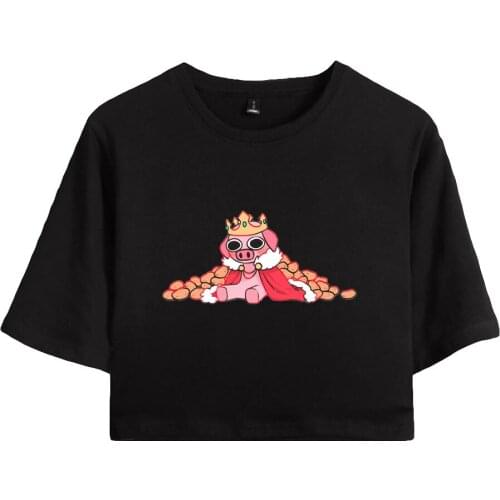 Technoblade print autumn and Spring Summer Holiday youthful vitality Women/girl sexy bare midriff Casual Style