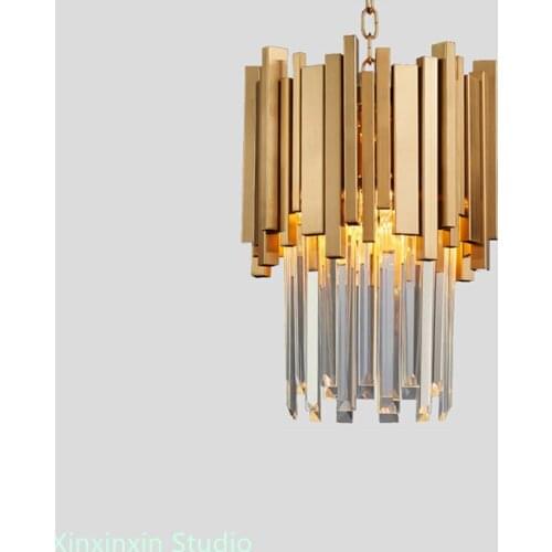 Nordic Luxury Crystal LED Chandelier lustres lighting Chain Loft chandelier For Dining Room Kitchen Island Bedroom Light Fixture