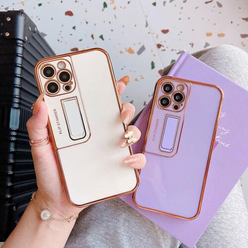 Luxury Electroplating Mobile phone case with stand For iPhone 11 12 Pro Max XS MAX XR X 7 8 Plus Back Cover For iphone 12Pro
