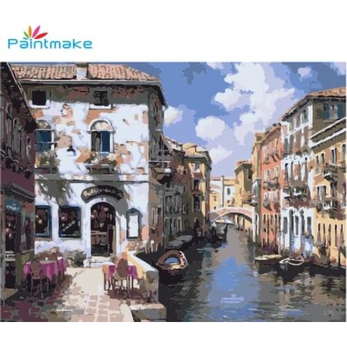 Paintmake Landscape DIY Paint By Numbers Oil Painting On Canvas City For Home Room Decoration Wall Art Picture Gifts