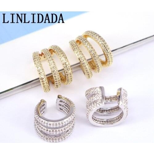 4Pair, No Pierced Zirconia Trendy C Shaped Earcuffs Elegant Women Ear Cuff Clip On Earrings Party Wedding Jewelry