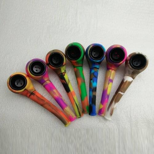 Silicone pipe pipe with metal glass portable silicone pipe tobacco pipe smoking pipe weed pipe pipes for smoking