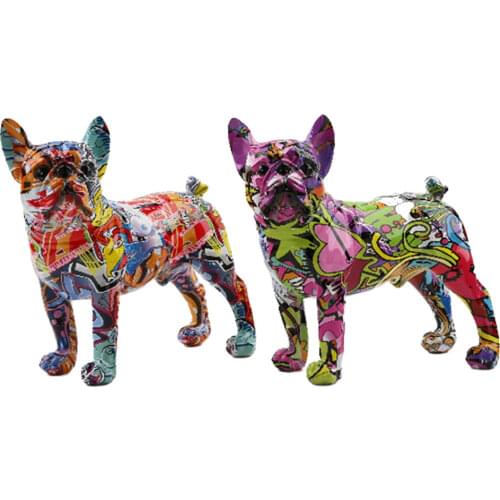 Dog Statue Animal Figurines, Modern Bulldog Home Decor Items for Living Room Bedroom Office Decoration, Bookshelf, TV Stand