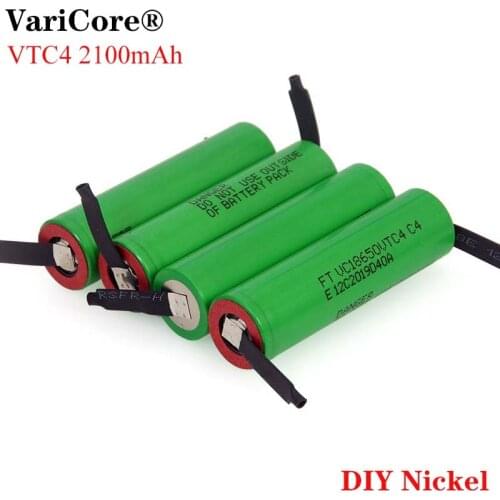 VariCore New 3.6V 18650 VC18650VTC4 2100mAh VTC4 20A 30A Discharge Rechargeable battery Welding Nickel Sheet