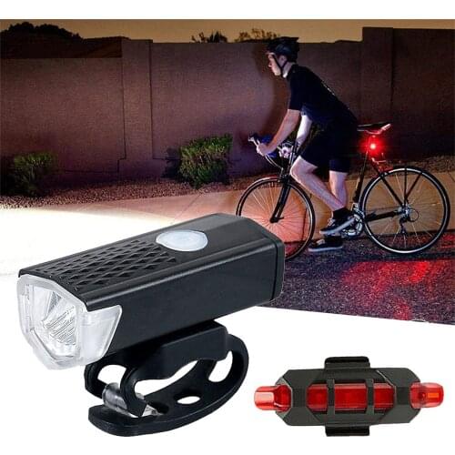 USB Rechargeable Bike Light MTB Bicycle Front Back Rear Taillight Cycling Safety Warning Light Waterproof Bicycle Lamp Flashligh