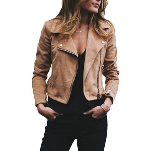 Winter New Jacket Womens Leather Jacket Ladies Lapel Motor Jacket Coat Zip Biker Short Punk Cropped Top