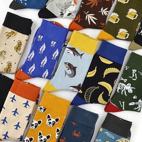 Women Socks Funny Cartoon Animal Flamingo Unicorn Shark Cute Socks Female Pizza Creative Japanese Harajuku skateboard Socks