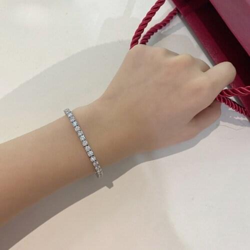 Hot Sale 100% 925 Sterling Silver Created High Carbon Diamond Exquisite Bracelets For Women Anniversary Fine Jewelry Gift