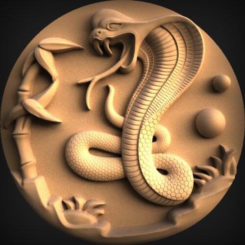 Snake 3d STL Model Relief for CNC Router Aspire Artcam Decorative Round design Cut3D Vcarve