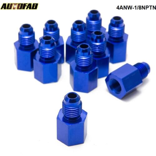 10PCS/LOT Fitting Flare Reducer Female -1/8NPT to Male -4AN Blue Oil/Fuel Fitting 4ANW-1/8NPTN