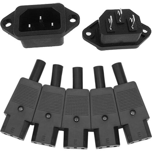 5 Pcs 3P IEC 320 C14 Inlet Sockets Connectors & 5PCS IEC 320 C13 Adapter 3Pin Socket Power Cord Rewirable Connector