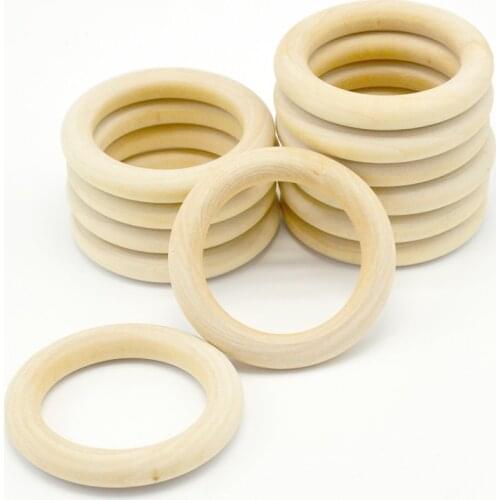 5pcs 70mm Baby Natural Teething Rings Wooden Necklace Bracelet DIY Crafts