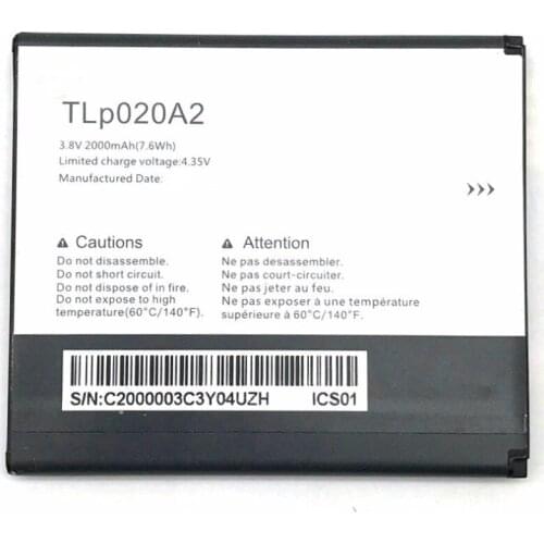5pcs/lot 2000mAh TLp020A2 Battery For Alcatel One Touch Pop Star LTE A845L / POP S3 OT5050 5050X