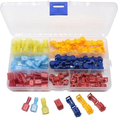 90x T-Tap Wire Connectors,Self-Stripping Quick Splice Electrical Wire Terminals, Insulated Male Quick Disconnect Spade Terminals