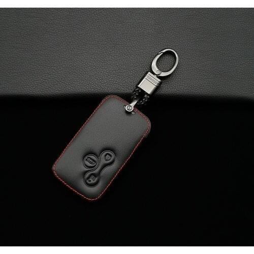 Car Key Case, Leather Protective Cover With 3 Buttons For Renault Clio Logan Megane 2 3 Koleos Scenery Card Protect Shell