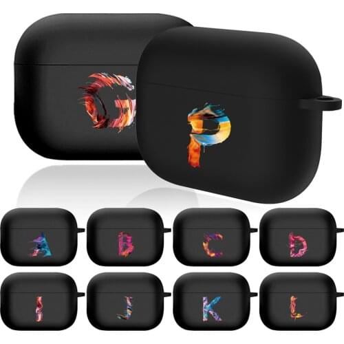 Black Soft Silicone Earphone Cases for Apple AirPods Pro A2084 A2083 Anti-fall Painting Letter Bluetooth Wireless Headphone Case