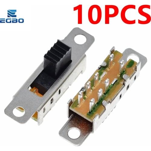 EGBO 10Pcs SS23E04 Double Toggle Switch 8 Pins 3 files 2P3T DP3T Handle high 5mm small slide switch