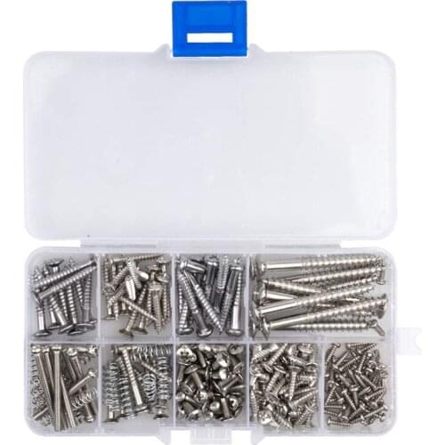 204 Pcs Guitar Screw Kit 9 Types Assortment Set with Springs for Electric Guitar Bridge Pickup Pickguard Tuner Switch Neck Plate