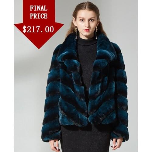 100 % Natural Fur Coat Genuine Rex Rabbit Jacket For Women Winter Warm Fashion Overcoat