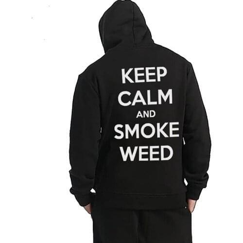 New Autumn Winter Thick Cashmere Hoodie 3D Printing in English keep Calm And Smoke Weed Hoodies Plus Size Top Loose Adult Coat