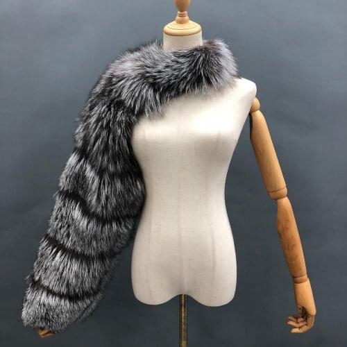 New Arrival Instagram Fashion Silver Fox Fur Sleeve Wraps Muff Lady Genuine Fox Fur Neck Warmer Design