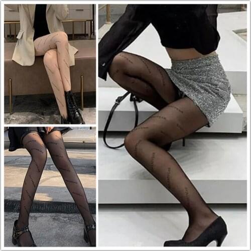 New Trendy English Alphabet Stockings Female Japanese Lolita Pantyhose Womens Sexy Printed With Letter Tights Women