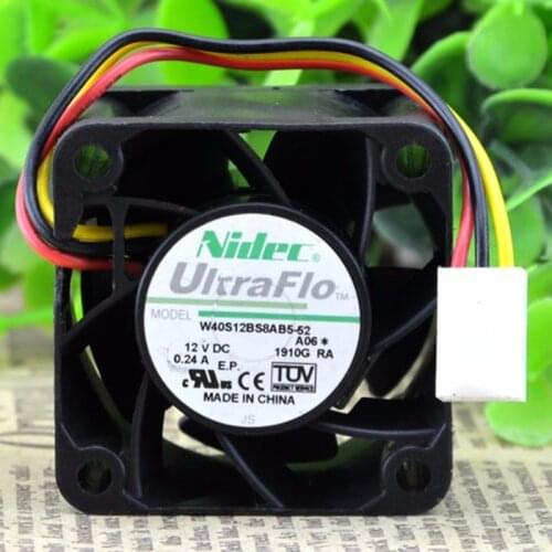 Original NIDEC 4028 40x40x28mm 4CM DC 12V 0.24A W40S12BS8AB5-52 3-Line Cooling Fan