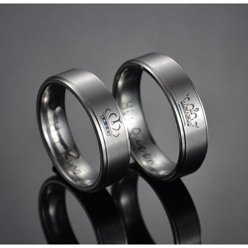 Stainless Steel Crown Couple Ring Her King His Queen Wedding Bands Anniversary Jewelry Promise RingS For Women Men Gift